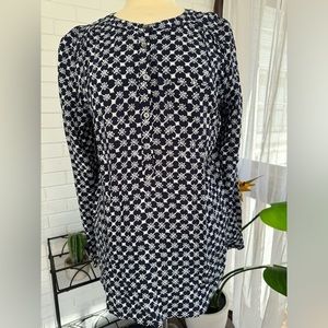 Ann Taylor LOFT Long Sleeve Pullover Geometric Tunic Blouse